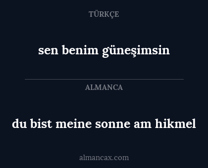 sen benim güneşimsin - du bist meine sonne am hikmel