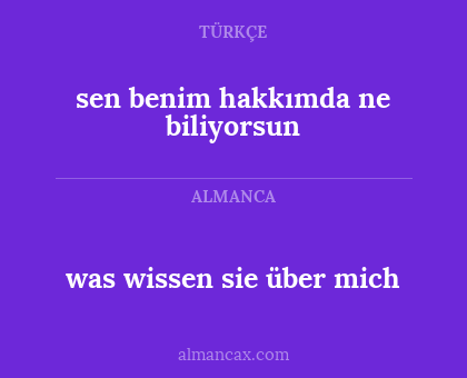 was wissen sie über mich - sen benim hakkımda ne biliyorsun