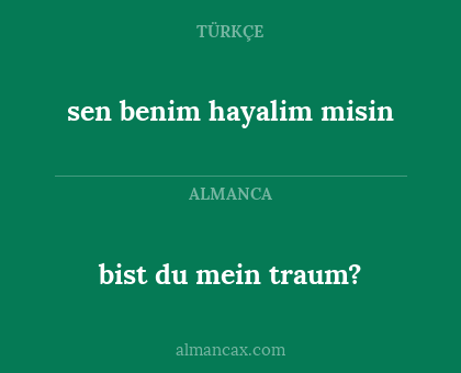 bist du mein traum? - sen benim hayalim misin
