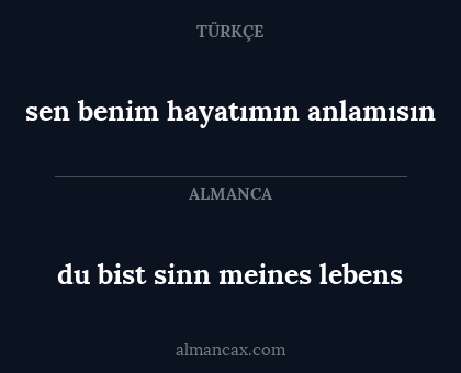 sen benim hayatımın anlamısın - du bist sinn meines lebens