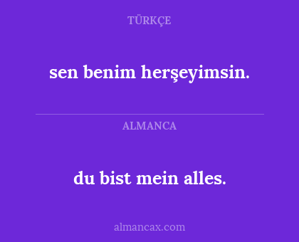 sen benim herşeyimsin. - du bist mein alles.