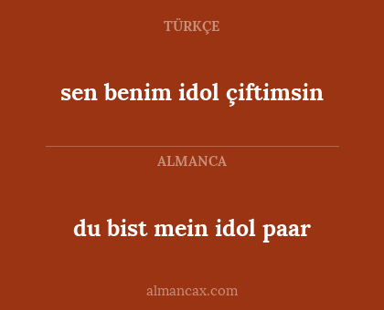 sen benim idol çiftimsin - du bist mein idol paar