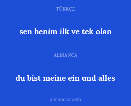 du bist meine ein und alles - sen benim ilk ve tek olan