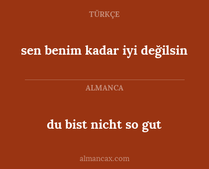 du bist nicht so gut - sen benim kadar iyi değilsin