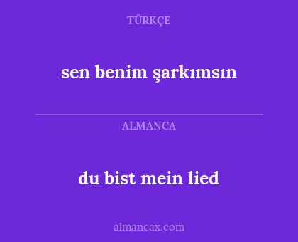 du bist mein lied - sen benim şarkımsın