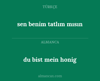 sen benim tatlım mısın - du bist mein honig