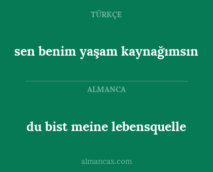 du bist meine lebensquelle - sen benim yaşam kaynağımsın