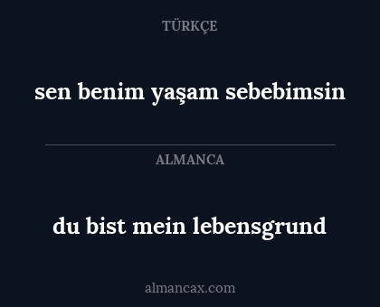 du bist mein lebensgrund - sen benim yaşam sebebimsin