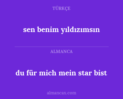 du für mich mein star bist - sen benim yıldızımsın