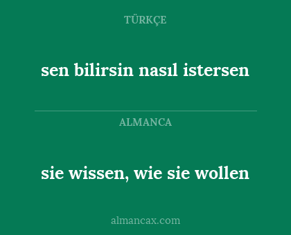 sen bilirsin nasıl istersen - sie wissen, wie sie wollen