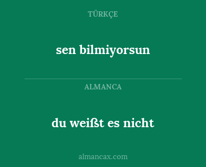 sen bilmiyorsun - du weißt es nicht