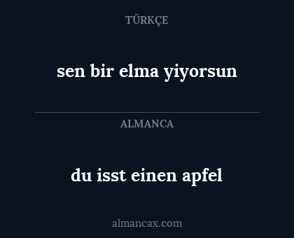 du isst einen apfel - sen bir elma yiyorsun