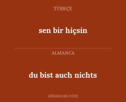du bist auch nichts - sen bir hiçsin