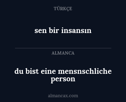 du bist eine mensnschliche person - sen bir insansın