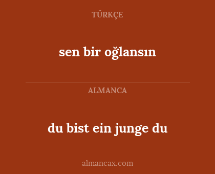 du bist ein junge du - sen bir oğlansın