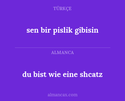 du bist wie eine shcatz - sen bir pislik gibisin