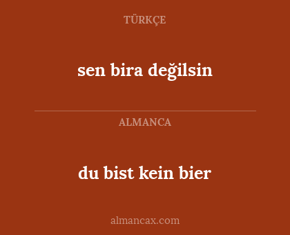 sen bira değilsin - du bist kein bier