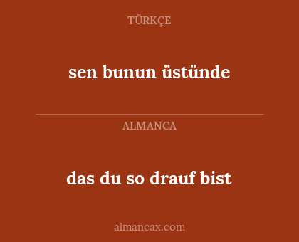 sen bunun üstünde - das du so drauf bist