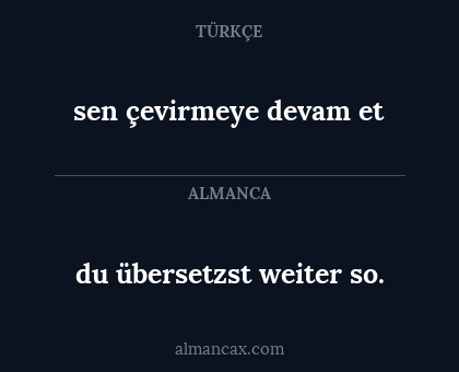du übersetzst weiter so. - sen çevirmeye devam et