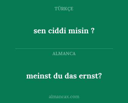 sen ciddi misin ? - meinst du das ernst?