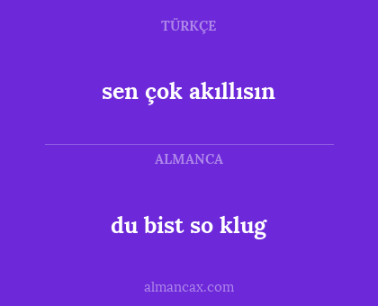 du bist so klug - sen çok akıllısın