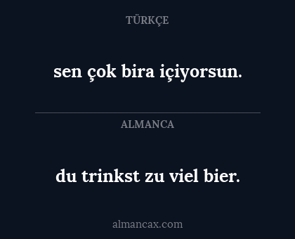 sen çok bira içiyorsun. - du trinkst zu viel bier.