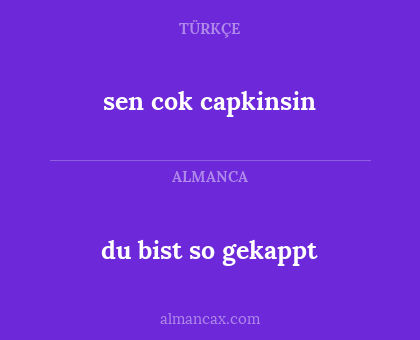 du bist so gekappt - sen cok capkinsin