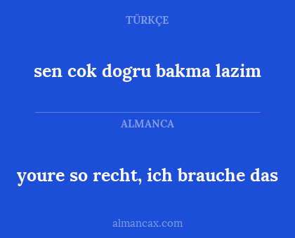 youre so recht, ich brauche das - sen cok dogru bakma lazim