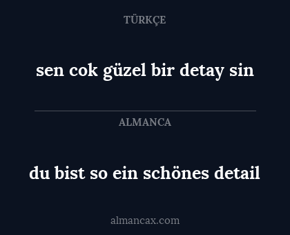 sen cok güzel bir detay sin - du bist so ein schönes detail
