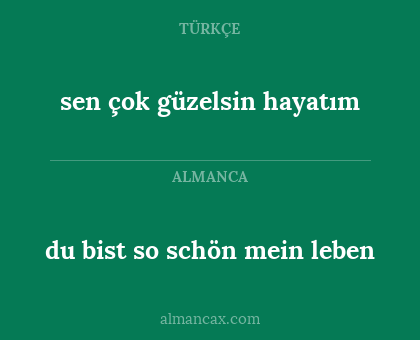 du bist so schön mein leben - sen çok güzelsin hayatım
