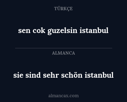 sie sind sehr schön istanbul - sen cok guzelsin istanbul