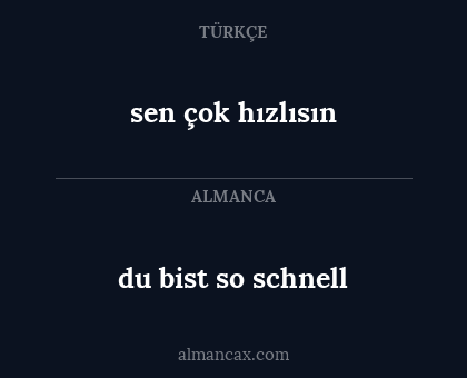 du bist so schnell - sen çok hızlısın