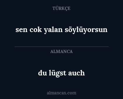 du lügst auch - sen cok yalan söylüyorsun