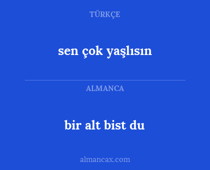 bir alt bist du - sen çok yaşlısın