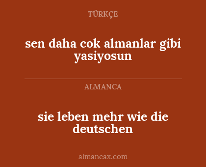sen daha cok almanlar gibi yasiyosun - sie leben mehr wie die deutschen