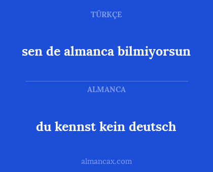 sen de almanca bilmiyorsun - du kennst kein deutsch