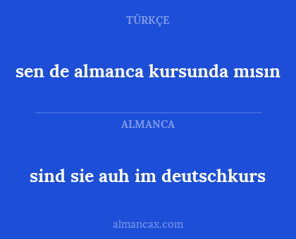 sind sie auh im deutschkurs - sen de almanca kursunda mısın