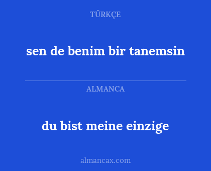 du bist meine einzige - sen de benim bir tanemsin