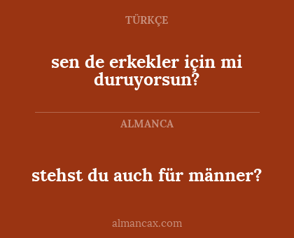 stehst du auch für männer? - sen de erkekler için mi duruyorsun?