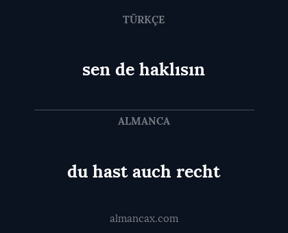 sen de haklısın - du hast auch recht
