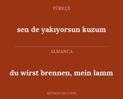 sen de yakıyorsun kuzum - du wirst brennen, mein lamm