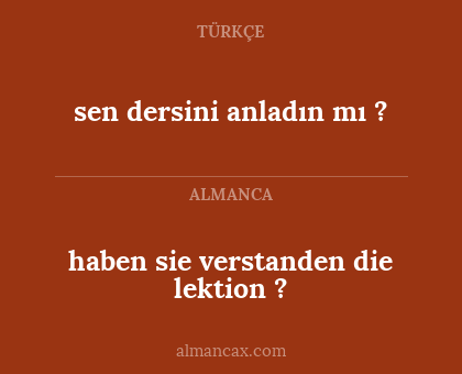 haben sie verstanden die lektion ? - sen dersini anladın mı ?