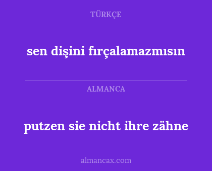 sen dişini fırçalamazmısın - putzen sie nicht ihre zähne