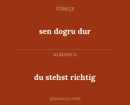 sen dogru dur - du stehst richtig