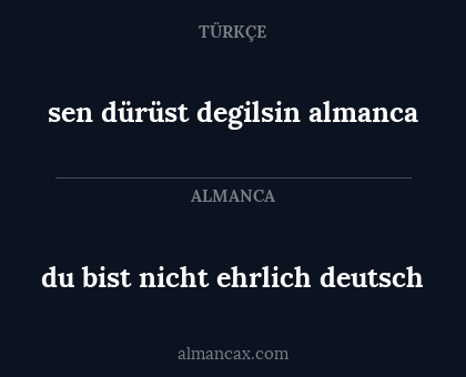 du bist nicht ehrlich deutsch - sen dürüst degilsin almanca