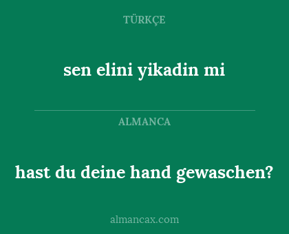 sen elini yikadin mi - hast du deine hand gewaschen?
