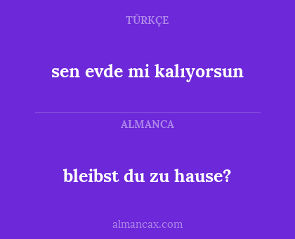 bleibst du zu hause? - sen evde mi kalıyorsun