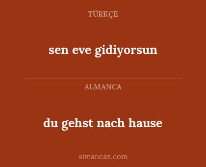 du gehst nach hause - sen eve gidiyorsun