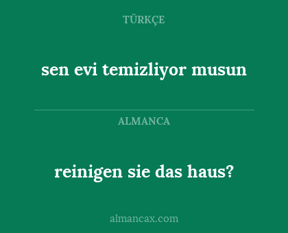 reinigen sie das haus? - sen evi temizliyor musun