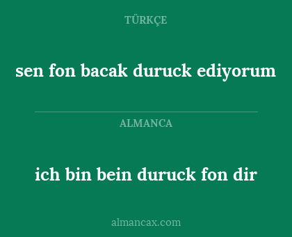 ich bin bein duruck fon dir - sen fon bacak duruck ediyorum